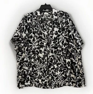 Paño arrugado transparente floral blanco y negro manga corta CATO para mujer talla 22/24W - Imagen 1 de 9