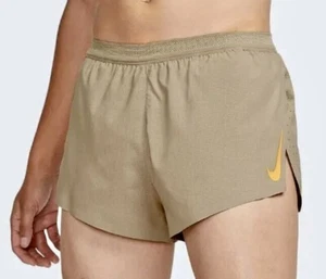 NIKE AeroSwift 2" Khaki Laser Orange Running Shorts NEW Mens Sz S M L - Picture 1 of 13
