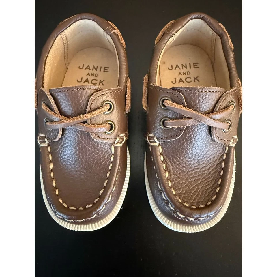 Janie and Jack Mocasín de Cuero para Cubierta de Barco Zapatos para Bebés Niños Talla 5 Preppy Foto 1 de 4