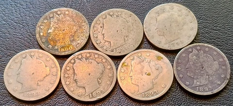 Low-grade 1890, 1891 & 1893 Liberty Head Nickels Cover