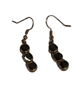 9ct Gold & 3.14 CT Natural African Black Diamond Earrings. Never Worn COA & Box - Picture 1 of 7