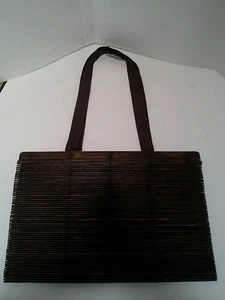 Große ALDO Bambus Holz Tasche Handtasche Tasche - dunkelbraun - Bild 1 von 4