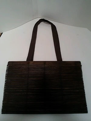 Large ALDO Bamboo Wood Tote Purse Bag - Dark Brown - Image 1 of 4