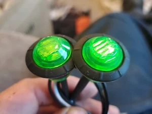 (2) 3/4" Marker Lights Green LED Truck Trailer Round Side Bullet Light's - Picture 1 of 2