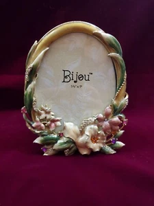 BIJOU PINK FLORL OVAL RHINESTONE PICTURE FRAME 3.5X5 FREE SHIPPING - Picture 1 of 2