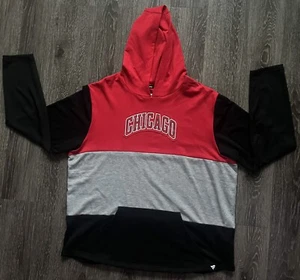 Fanatics Chicago Red Black Grey Bulls Pullover Long Sleeve Hoodie Mens 2XL XXL - Picture 1 of 6