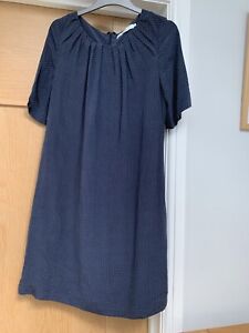 John Lewis Navy Spotted Silk Dress Size 12