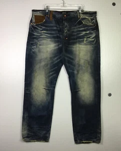 Akoo Mens Jeans Size 44X34 Big Oak Fit Blue distressed Denim StreetWear Slim Fit - Picture 1 of 14