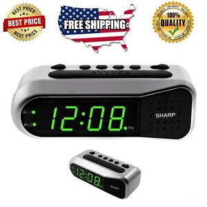Sharp Electric Digital Dual Alarm Clock Battery Backup LED Large Display Snooze