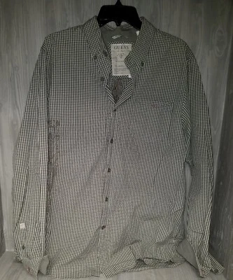 Camisa de Vestir Para Hombres Guess Los Angeles Botón Frontal Bordado Verde Talla L #20 Foto 1 de 4