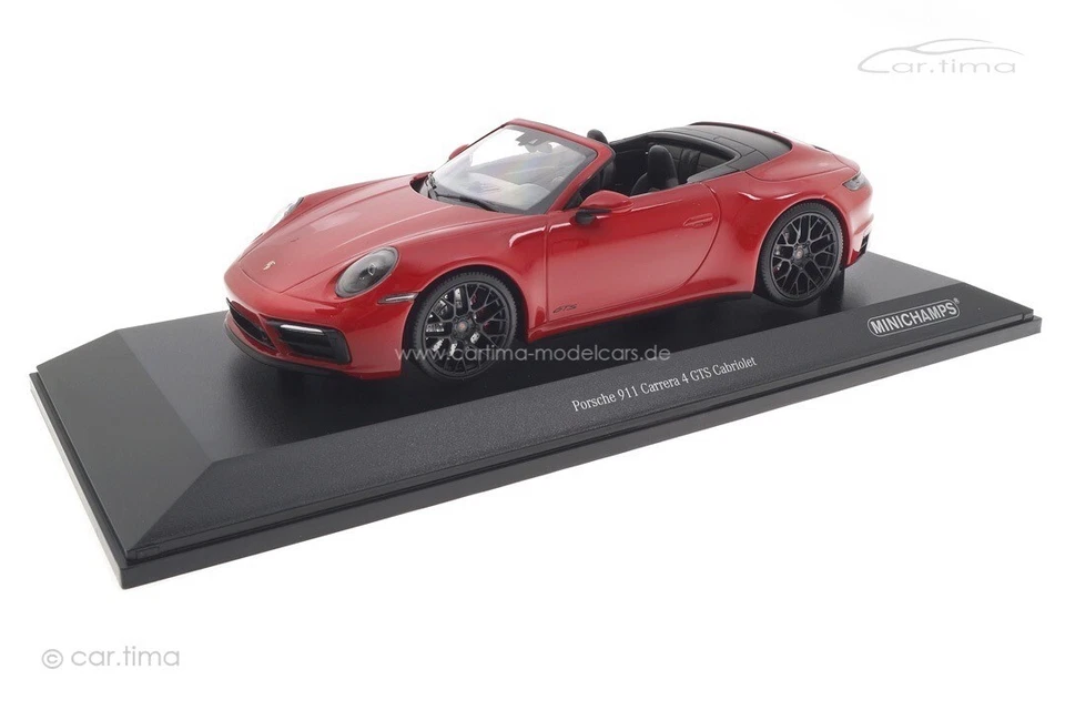 155063032 Porsche 911 992 Carrera 4 GTS Cabriolet Red Minichamps 1/18