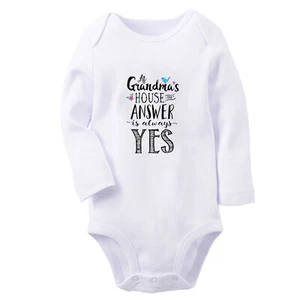 At Grandma's House Answer is Always Yes Baby Bodysuit Newborn Romper Kids Outfit - Bild 1 von 9