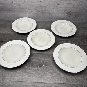 Lenox Courtyard Platinum 8-1/4” Rimmed Soup Bowl ~Set Of 5 - Picture 1 of 8