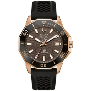 Bulova Marine Star 98B421 Brown Dial Date Display Stainless Steel Quartz Watch - Picture 1 of 4