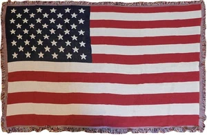 COLL7AWS USA 50 Stars Flag 4ft x 6ft Cotton Woven Throw Blanket Super Comfy - Picture 1 of 3