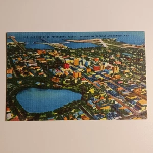 Postkarte Luftansicht von St. Petersburg Florida Waterfront Spiegelsee unbesendet - Bild 1 von 7