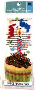 Cupcake Candle Birthday Party Confetti Jolee's Boutique 3D Stickers 2012 - Picture 1 of 1