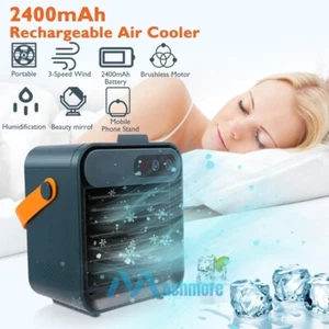 USB Air Cooler Fan Portable Mini Air Conditioner Personal Humidifier 3 Speeds - Picture 1 of 27