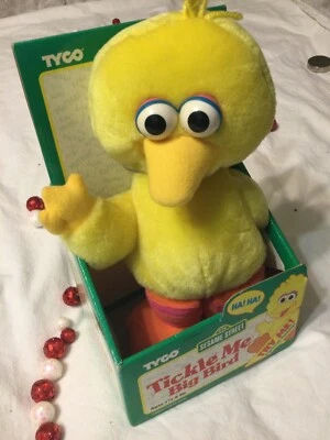 1996 年 TYCO 芝麻街 Tickle Me Big Bird 复古 11 英寸毛绒玩具全新带盒。 — 第 1/4 张图片