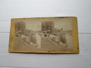 (1) LATE 1800s, EARLY 1900s STEREOVIEW,  FRENCH SCENE, MARKED "ORCUTT" ON BACK - Picture 1 of 3