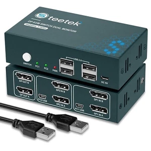 Switch KVM USB2.0 DisplayPort Dual Monitor, 4K 60Hz - Photo 1/7