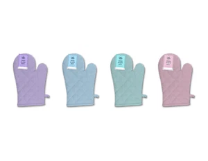 Pastel Oven Mitts Gloves Kitchen Heatproof Safety Utensil Quilted Washable - Picture 1 of 5