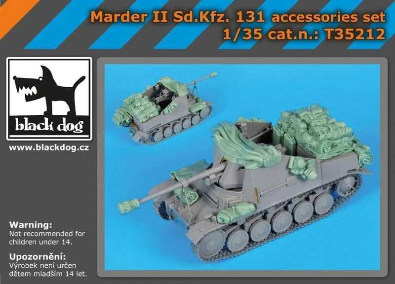 BLACK DOG SET ACCESSORI IN RESINA PER MARDER II SD.KFZ.131  1:35 cod.T35212 - Immagine 1 di 3