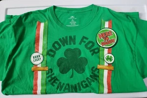 Irish Down For Shenanigans Ireland TShirt Mens 2XL Born Lucky Here To Paddy - Picture 1 of 3