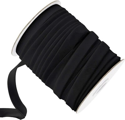 Cinta sesgada de doble plegado de 1/2 pulgada x 50 yardas Cinta de encuadernación sesgada para coser negra Foto 1 de 4