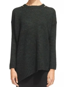 WHISTLES Green Mohair Wool Blend Cut Out Neck Asymmetrical Sweater Size Small - Picture 1 of 9