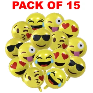 18 inch Emoji Face Mylar Balloon for Birthday Party Holiday Decoration (15 PACK) - Picture 1 of 3