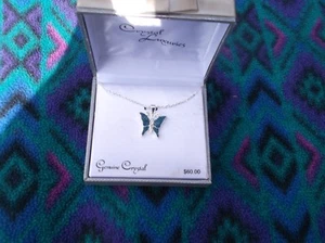 KOHL'S GENUINE CRYSTAL BUTTERFLY FSP NECKLACE 18" - Picture 1 of 12