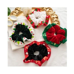 Christmas Scrunchies 4pcs Cute Lovely Christmas Hair Scrunchies with Ribbon B... - Picture 1 of 7