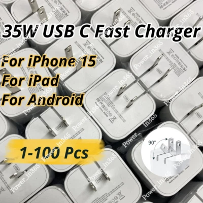 Lote Adaptador de Corriente Cargador Rápido Doble USB C Para Android iPhone 15 14 13 12 PD 35W Foto 1 de 4
