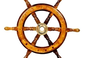 Rueda de madera para barco Anitque Piratas Decoración del hogar Rueda única Decoración del hogar Decoración de pared - Imagen 1 de 6