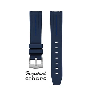 NAVY BLUE ACCENT - RUBBER WATCH STRAP for Omega X Swatch Speedmaster MoonSwatch - Picture 1 of 5