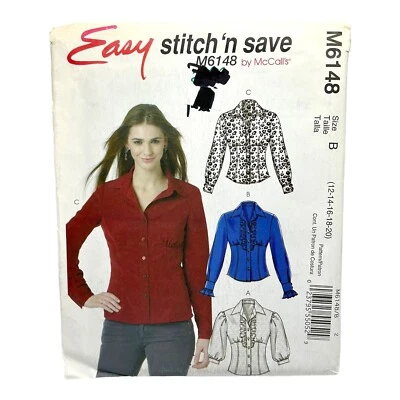 McCalls Easy Stitch 'n Save M6148 Misses Shirt  Uncut Pattern Sz 6-20 - Image 1 of 2