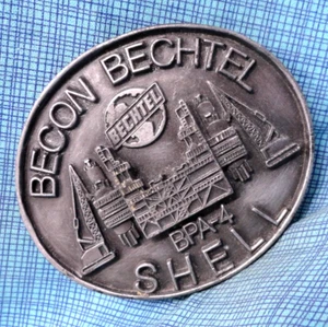 Becon Bechtel Shell Refinery Belt Buckle A Job Well Done Vtg 80s Siskiyou.GMP109 - Picture 1 of 11