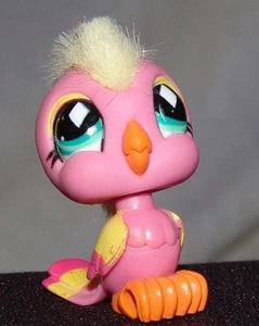 Pájaro cacatúa rosa Littlest Pet Shop #619 pelo peludo con púas - Imagen 1 de 4