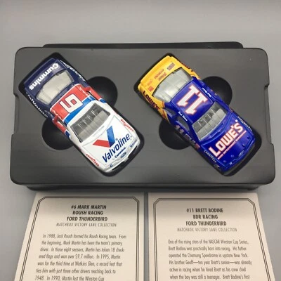Matchbox Victory Lane NASCAR 1:64 Die Cast Cars, #11 Bodine & #6 Martin - Image 1 of 4