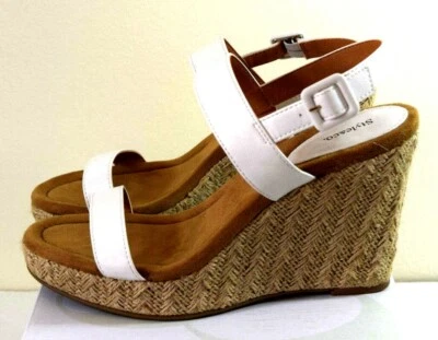 Style&co. Wedge Women's Sandals size 10 White Platform Leather Man Made - Image 1 of 4