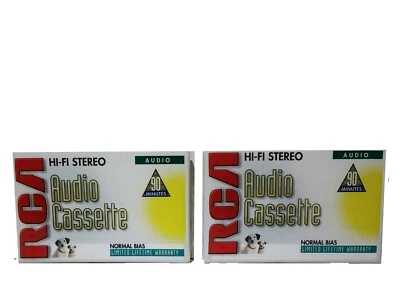 Lote de 2 cintas de casete de audio estéreo en blanco RCA HI-FI 90 minutos nuevas selladas Foto 1 de 4