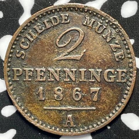 1867-A Germany Prussia 2 Pfennig Lot#M5442 Cover
