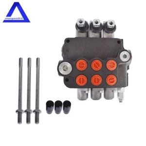 Hydraulic Monoblock Double Acting Control Valve, 3 Spool,21 GPM, SAE Ports - Picture 1 of 7