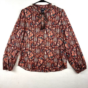 Lucky Brand Women's Long Sleeve Sheer Paisley Print Peasant Boho Blouse Size S - Picture 1 of 11