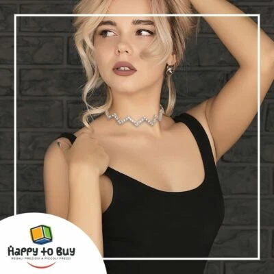 Collana Girocollo Tennis Donna Ragazza Argento e cristalli Swarovski Originali  - Immagine 1 di 2