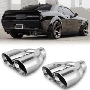 For Dodge Challenger 2008-2023 Dual 2.5" Inlet 3.5" Outlet 9.5" Quad Exhaust Tip - Picture 1 of 21