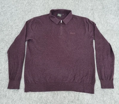 Barbour Jumper Mens XL Purple Zip Neck Sweater Knit Outdoor Country Polo Shirt - Image 1 of 4