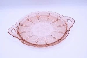 Jeannette Handled Tray 12-5/8 Cherry Blossom Pink Depression Glass Reproduction - Picture 1 of 23