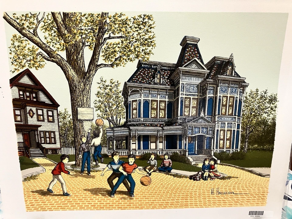 H Hargrove 12x16 Lona Victoriano Baloncesto Niños Raggedy Ann Empedrado Foto 1 de 4